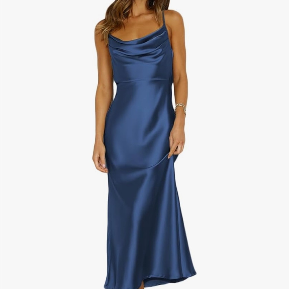 Elegant Blue Satin Dress